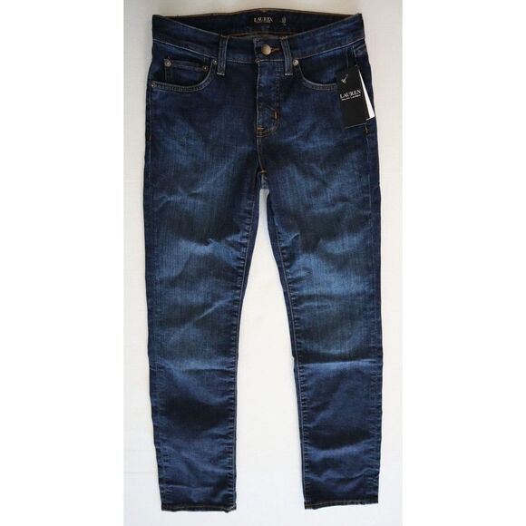 Lauren Ralph Lauren Women Sz 2 Dk Blue Super Stretch Premier Straight Jeans - Picture 1 of 13